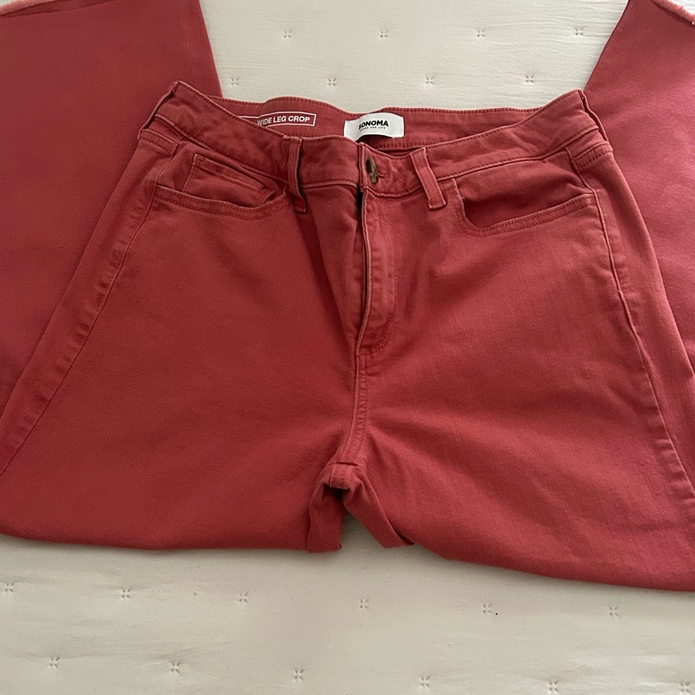 Sonoma Ankle Length Frayed Hem Cape Cod Red Jean - Picture 2 of 7